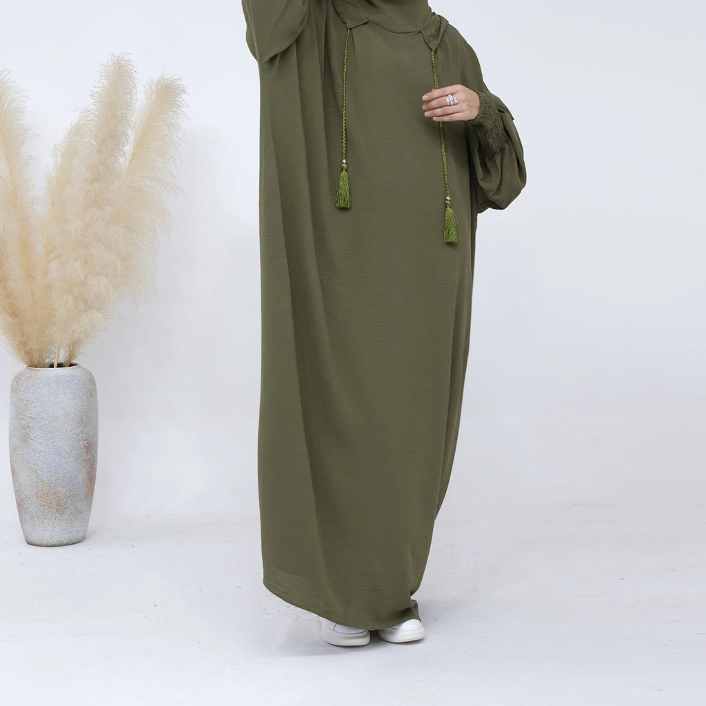 2024 Clothes for Muslim Women Fashion Summer Autumn Muslim Long Sleeve Solid Color Long Abaya Hijab Dress Kaftan Abaya Dubai