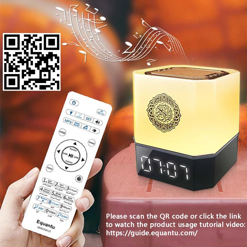Quran Azan Clock Koran Islamic Muslim Bright Night Light Lamp Holy Bluetooth Speaker Wireless Portable Arab Ramadan Caixa De Som