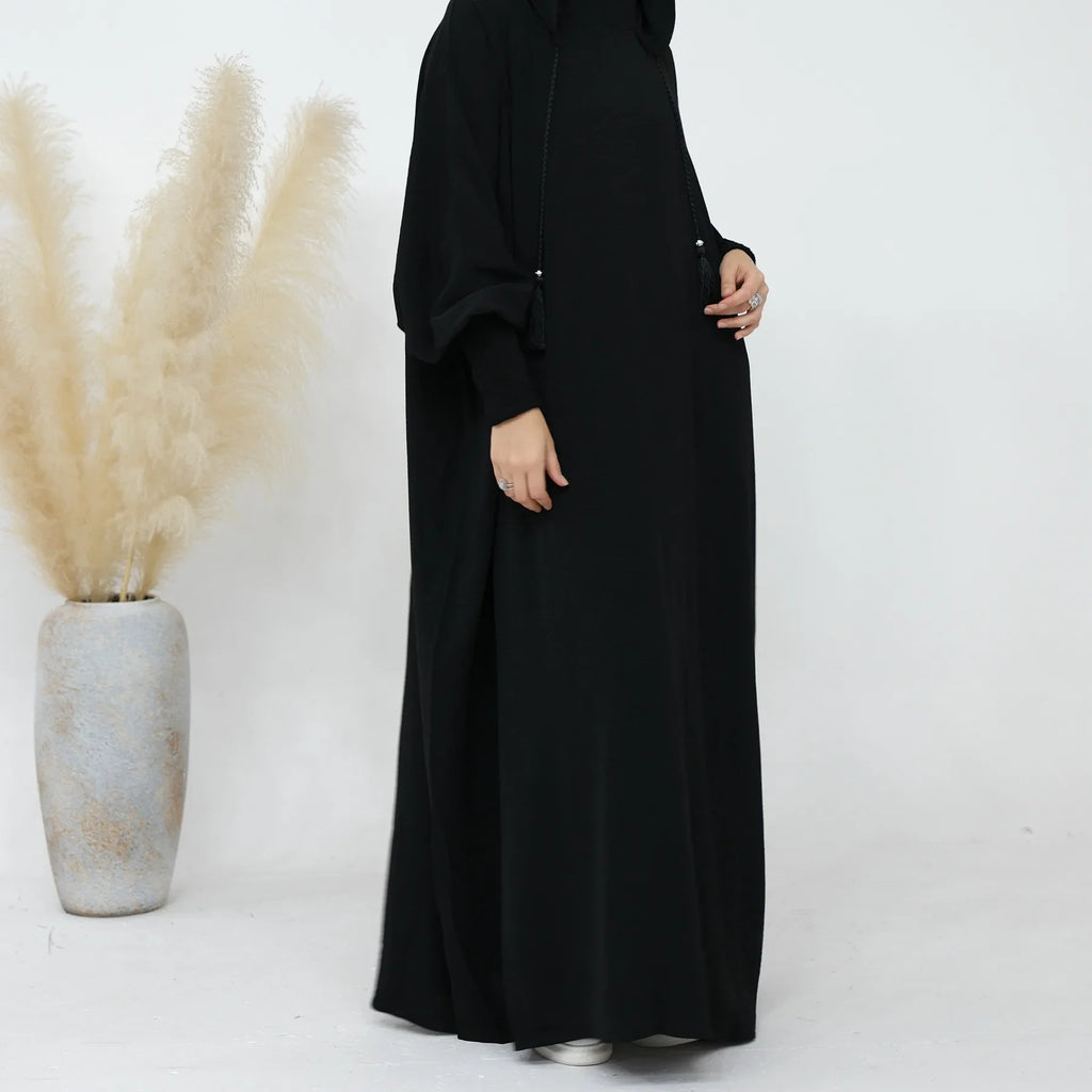 2024 Clothes for Muslim Women Fashion Summer Autumn Muslim Long Sleeve Solid Color Long Abaya Hijab Dress Kaftan Abaya Dubai