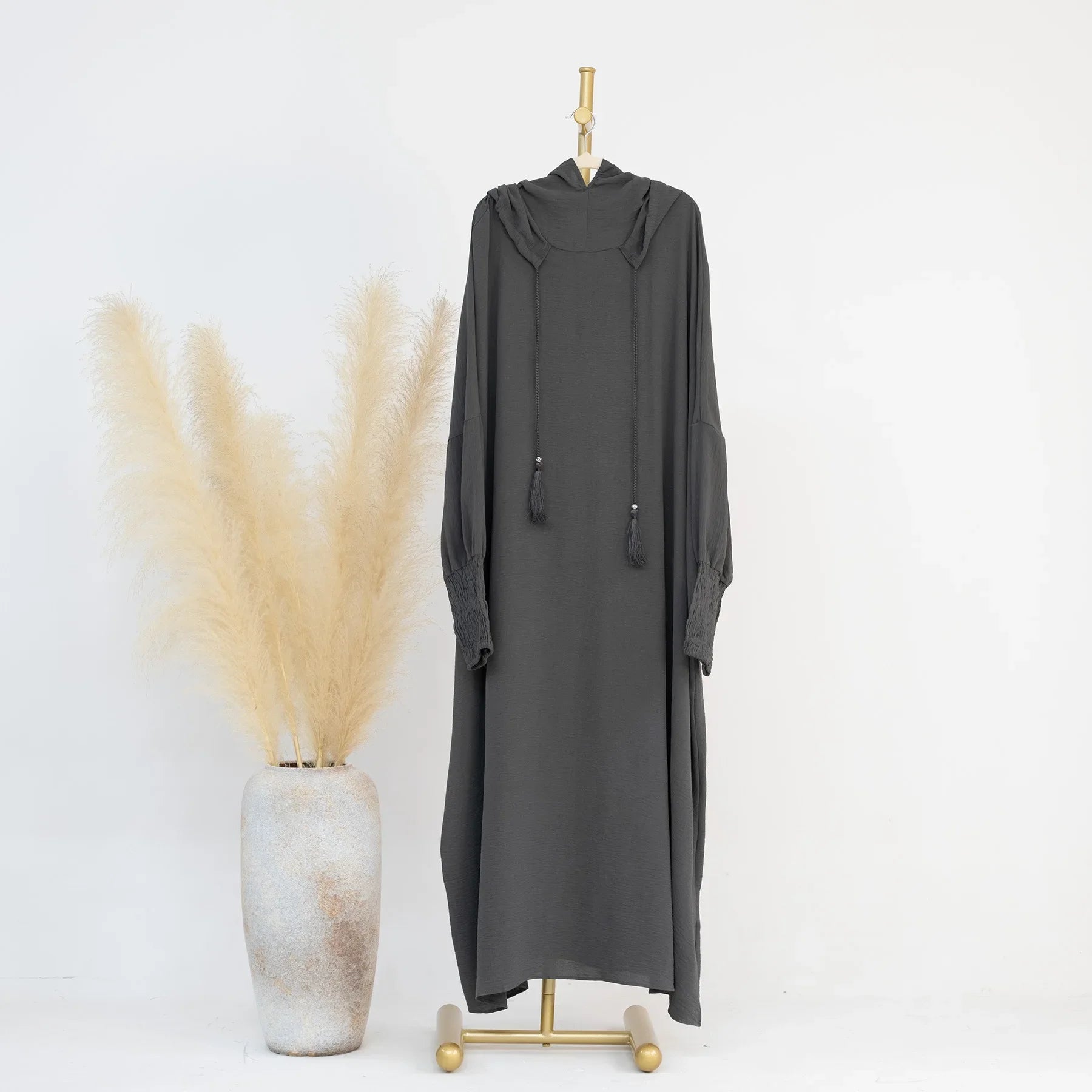 2024 Clothes for Muslim Women Fashion Summer Autumn Muslim Long Sleeve Solid Color Long Abaya Hijab Dress Kaftan Abaya Dubai