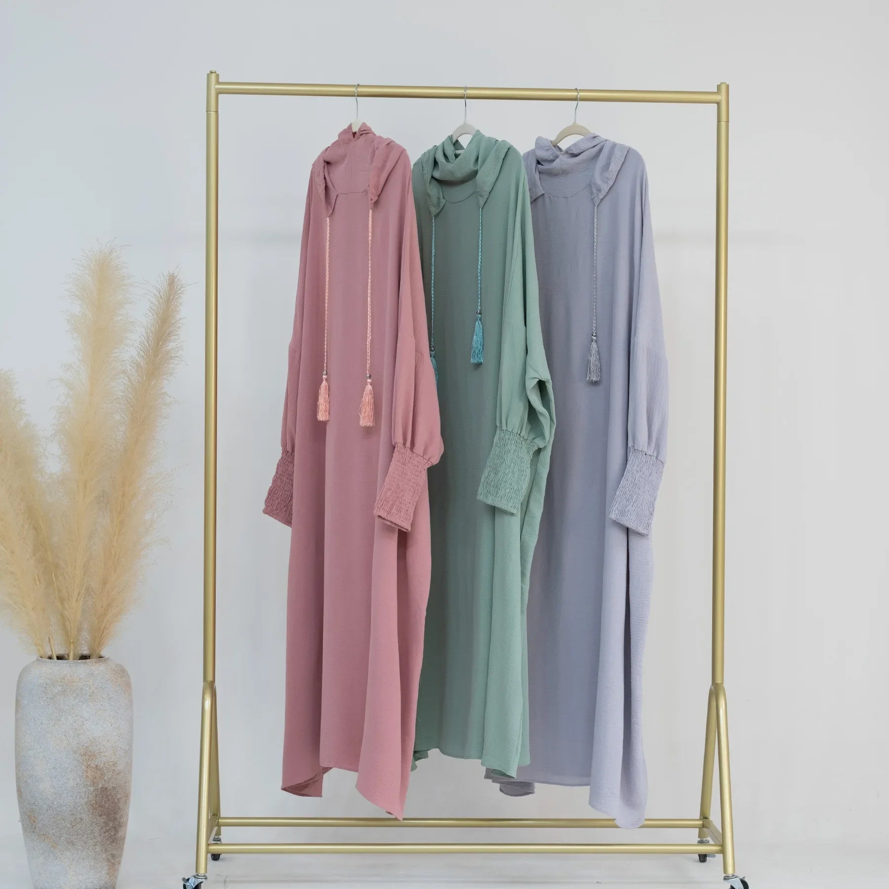 2024 Clothes for Muslim Women Fashion Summer Autumn Muslim Long Sleeve Solid Color Long Abaya Hijab Dress Kaftan Abaya Dubai