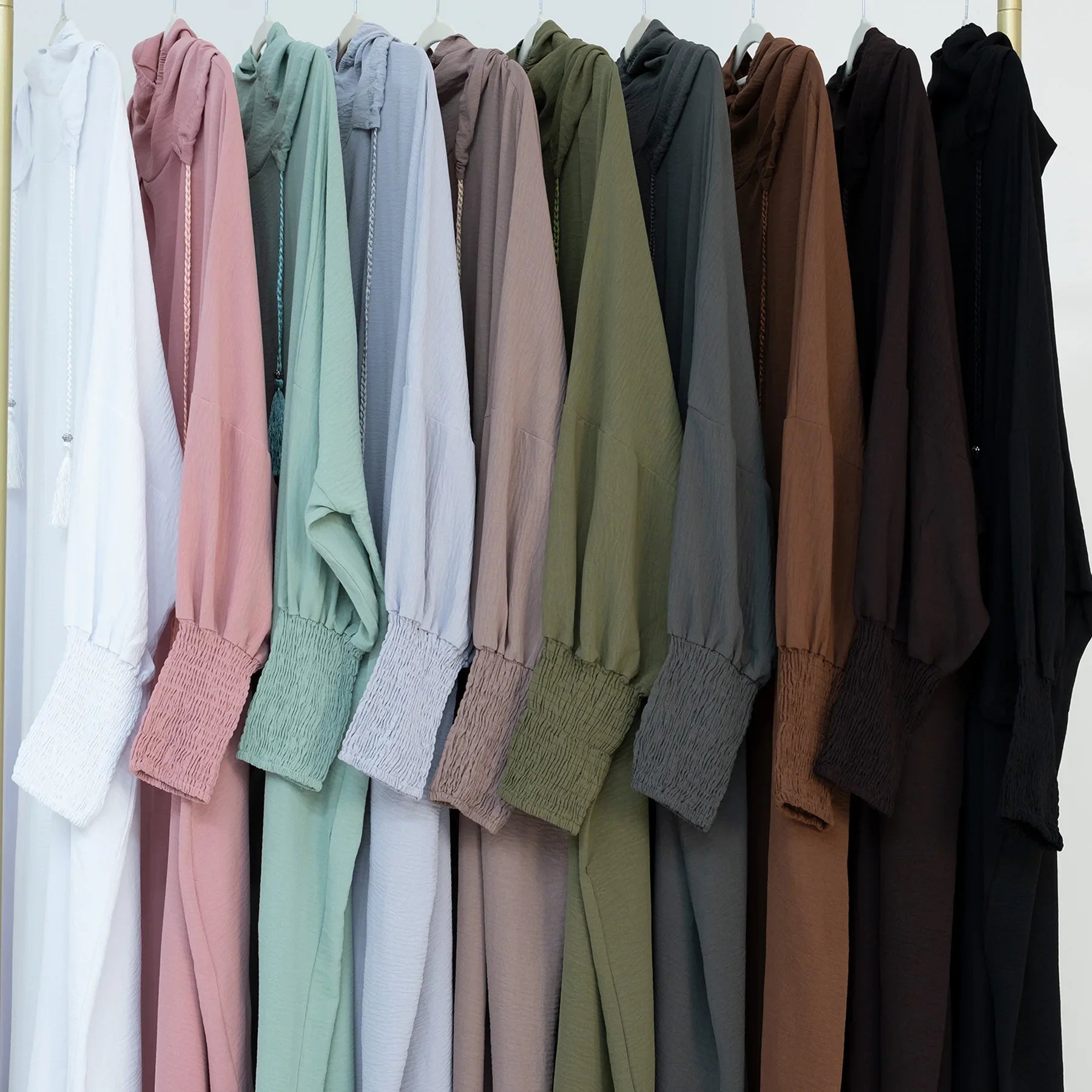 2024 Clothes for Muslim Women Fashion Summer Autumn Muslim Long Sleeve Solid Color Long Abaya Hijab Dress Kaftan Abaya Dubai
