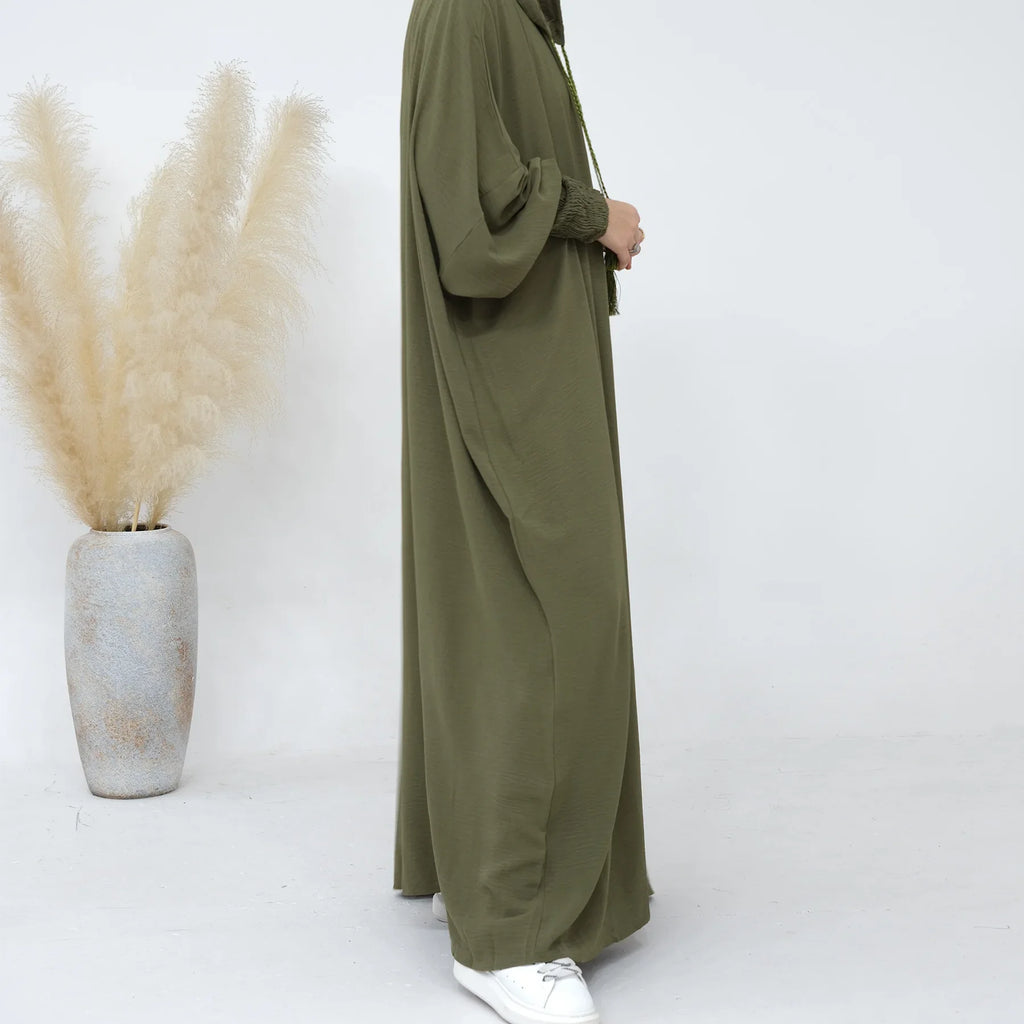 2024 Clothes for Muslim Women Fashion Summer Autumn Muslim Long Sleeve Solid Color Long Abaya Hijab Dress Kaftan Abaya Dubai