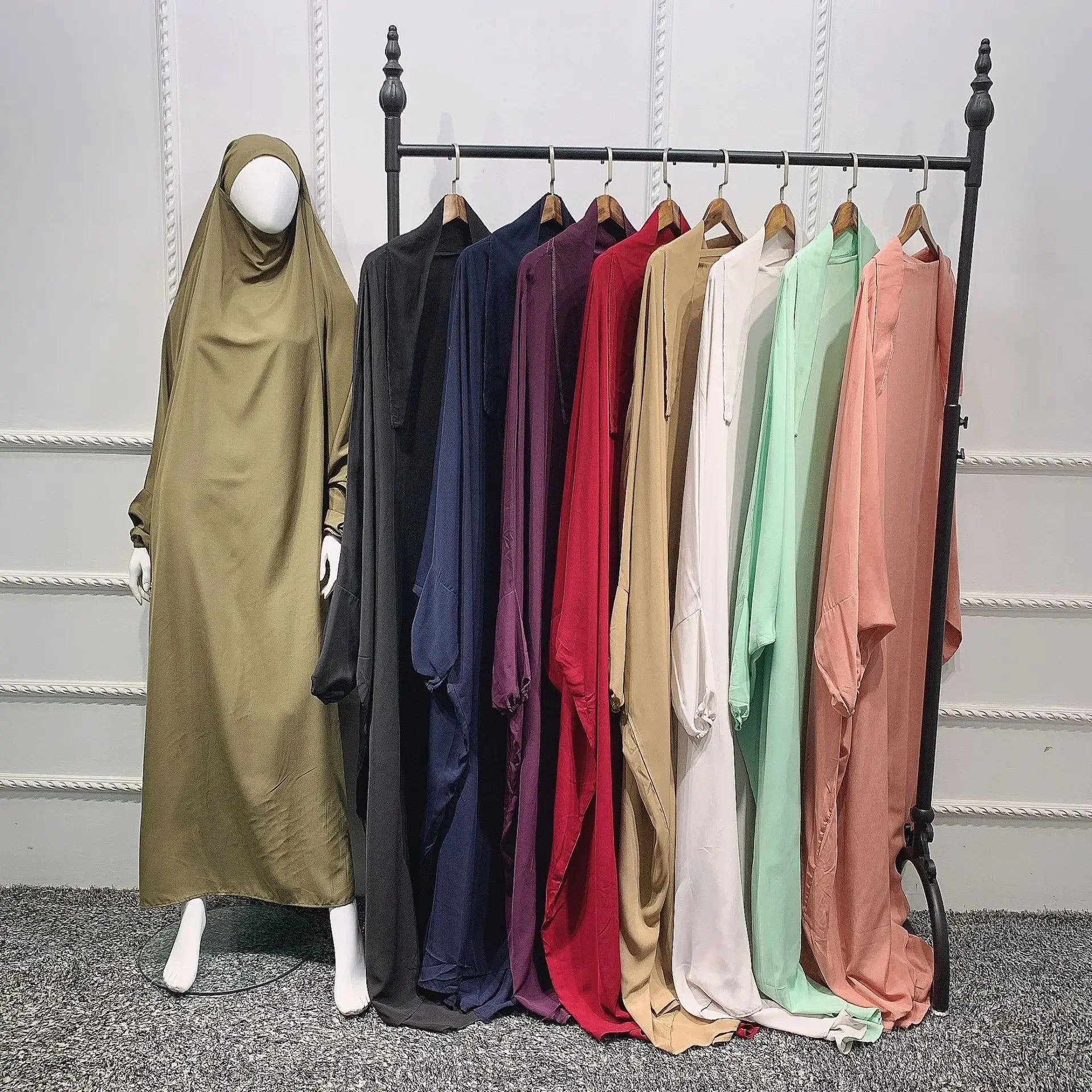 Muslim Prayer Garment Dress Wp,em Women Hijab Dress Abaya Hooded  Long Khimar Jilbab Burka Eid Abayas Gown Eid Niqab Ramadan
