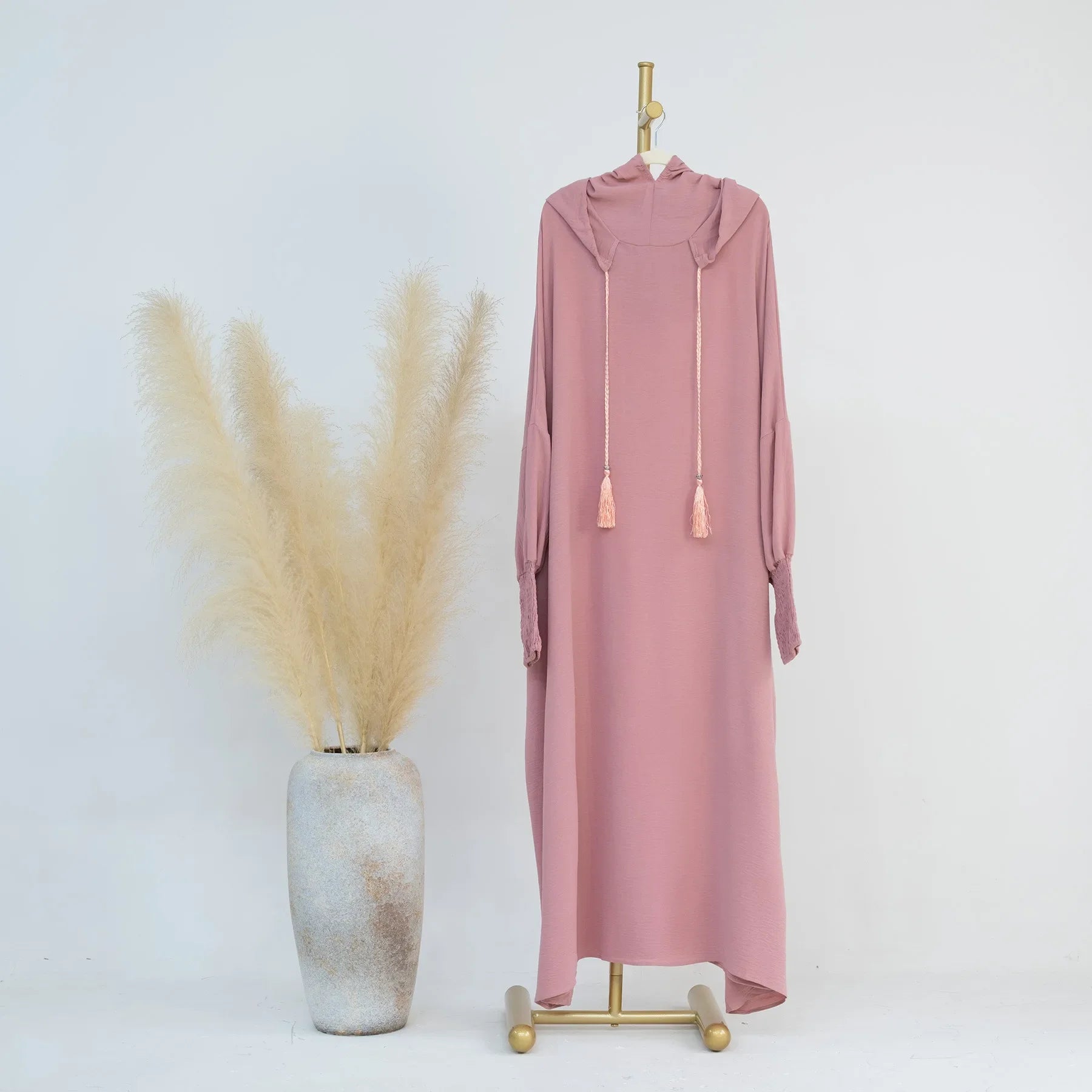 2024 Clothes for Muslim Women Fashion Summer Autumn Muslim Long Sleeve Solid Color Long Abaya Hijab Dress Kaftan Abaya Dubai