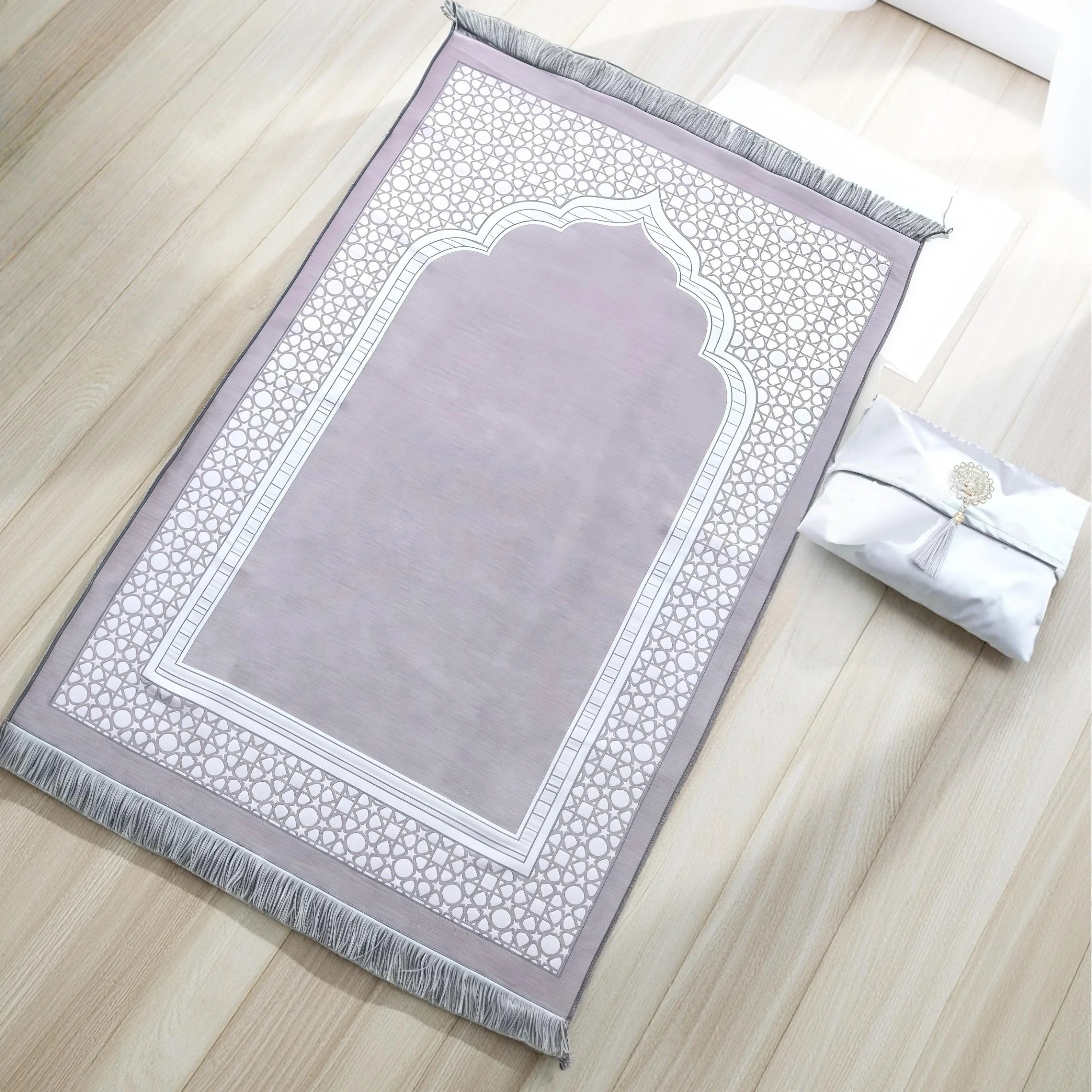 Muslim Prayer Rug with Portable Bag Beads Muslim for Women Men Soft Mat Islam Gifts Set Turkish for Ramadan Eid Hajj Travel Mat