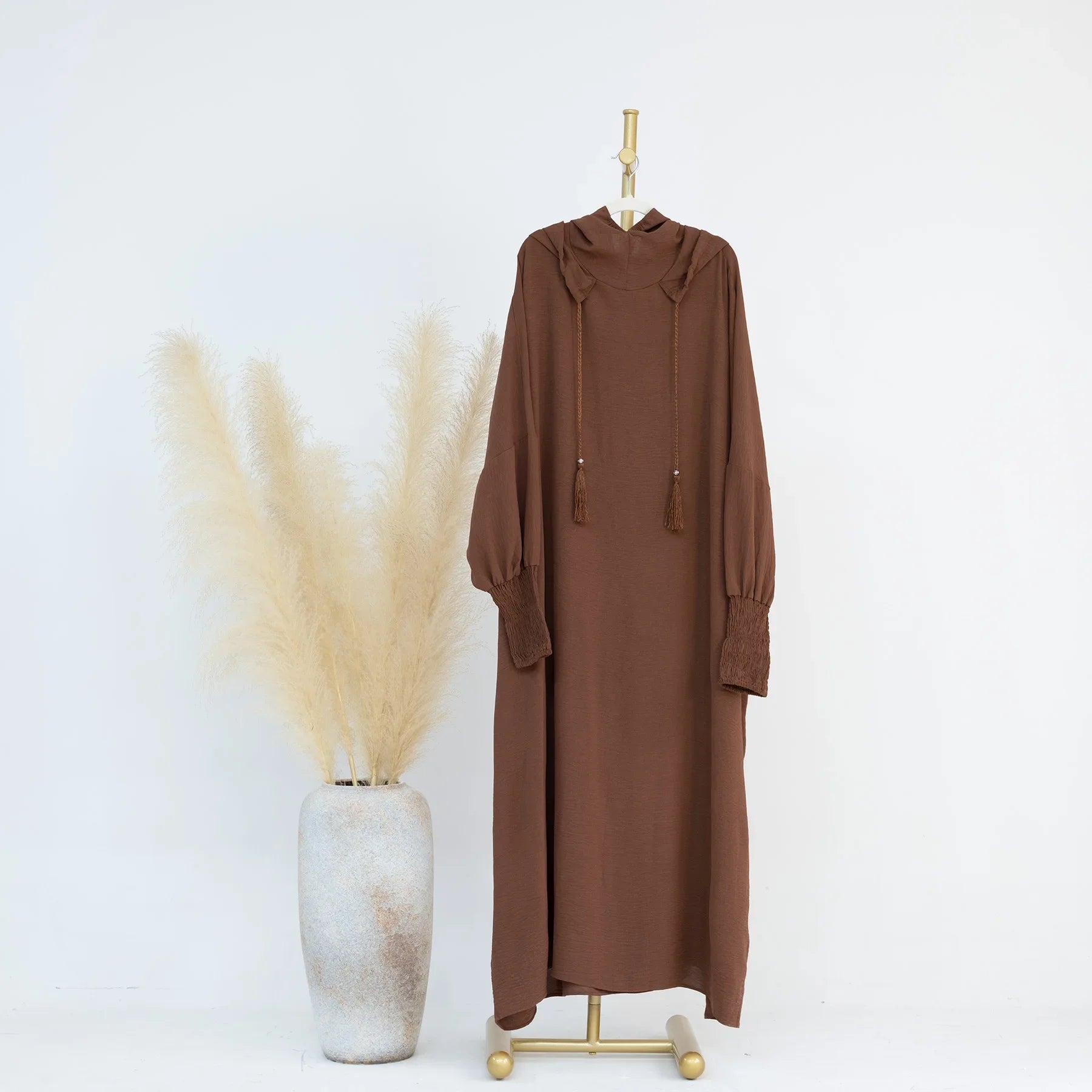 2024 Clothes for Muslim Women Fashion Summer Autumn Muslim Long Sleeve Solid Color Long Abaya Hijab Dress Kaftan Abaya Dubai