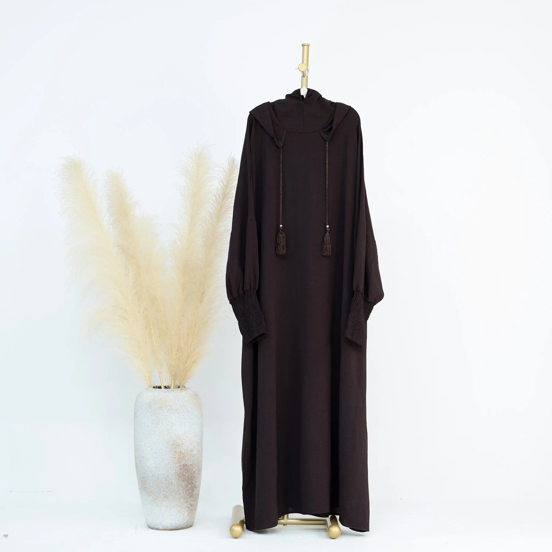 2024 Clothes for Muslim Women Fashion Summer Autumn Muslim Long Sleeve Solid Color Long Abaya Hijab Dress Kaftan Abaya Dubai