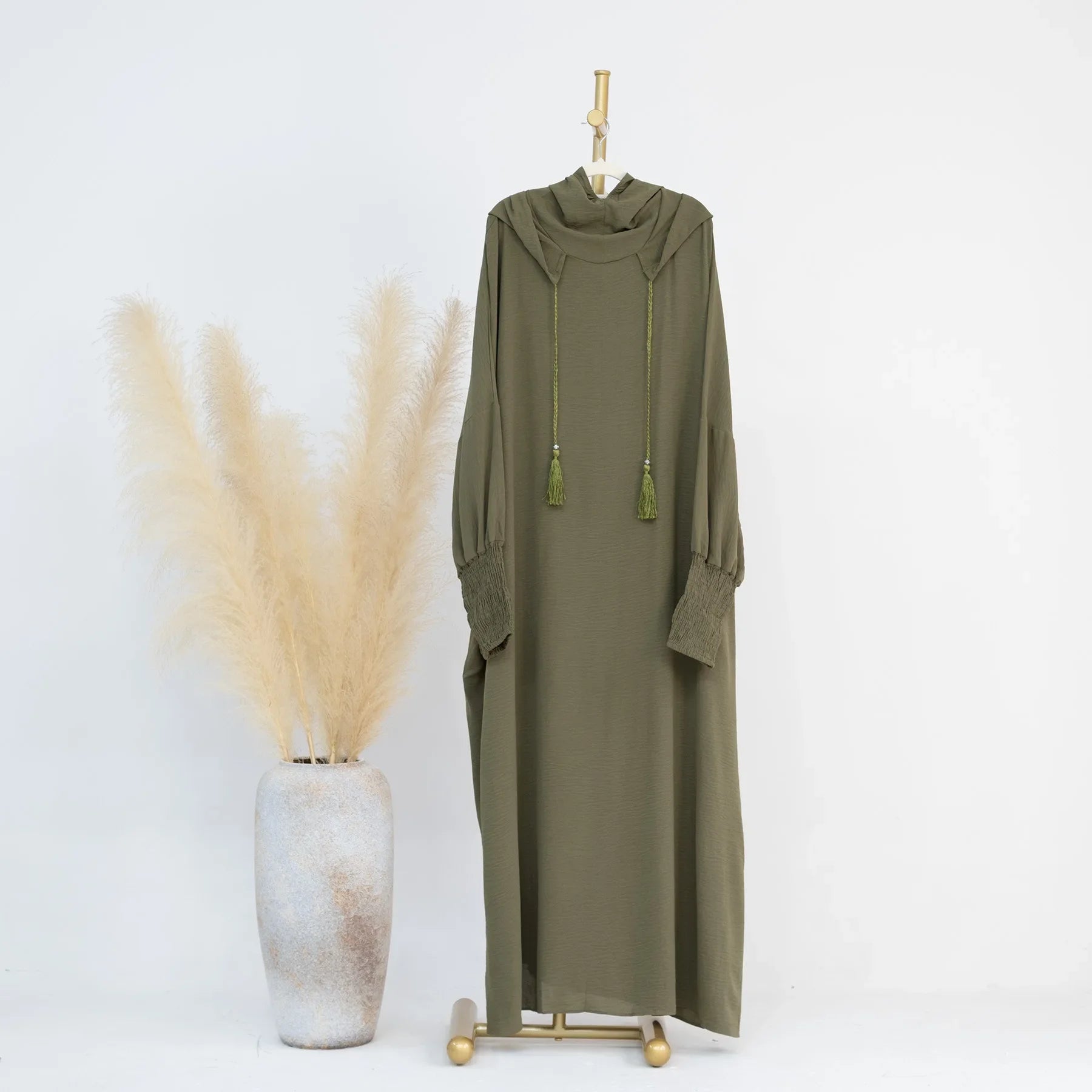 2024 Clothes for Muslim Women Fashion Summer Autumn Muslim Long Sleeve Solid Color Long Abaya Hijab Dress Kaftan Abaya Dubai