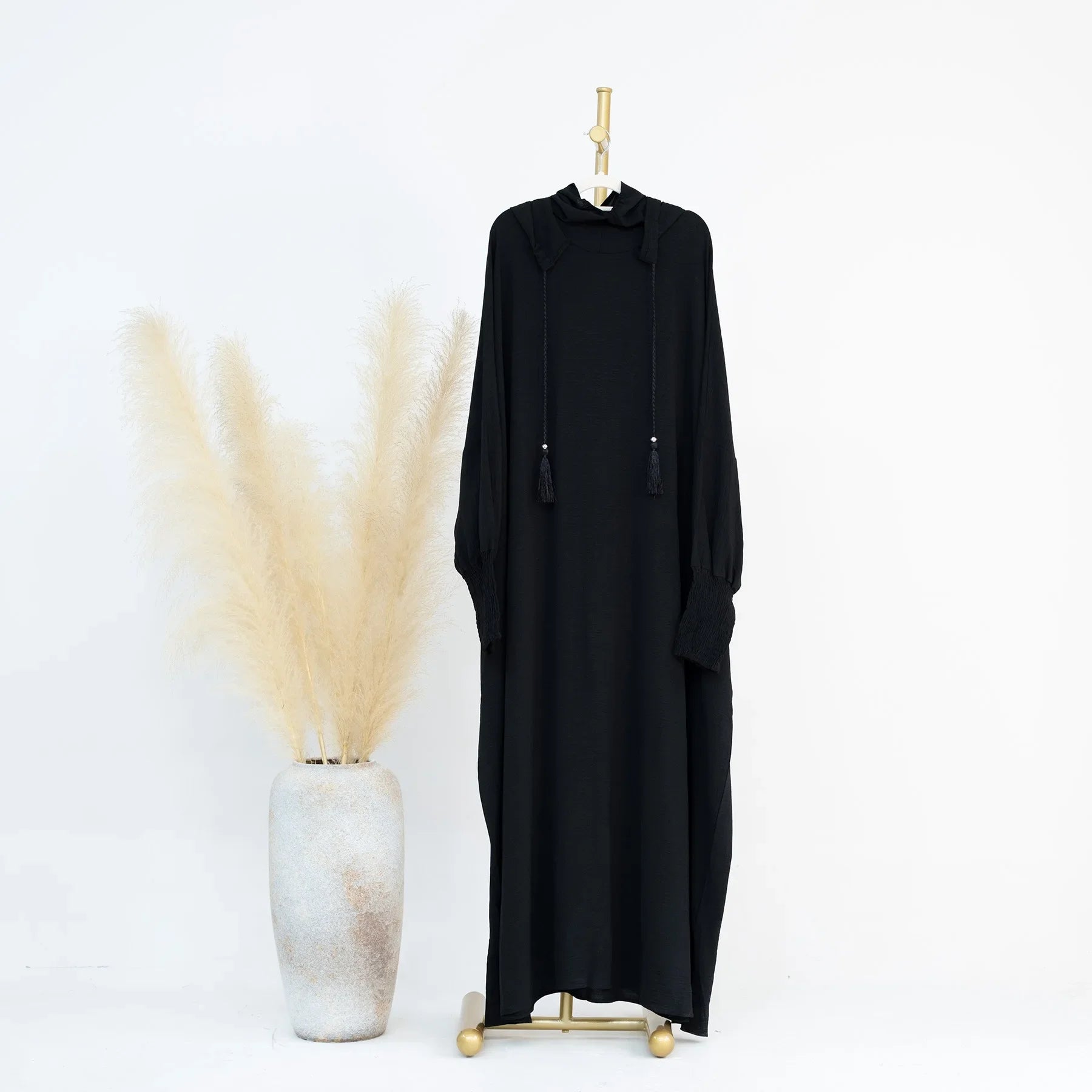 2024 Clothes for Muslim Women Fashion Summer Autumn Muslim Long Sleeve Solid Color Long Abaya Hijab Dress Kaftan Abaya Dubai