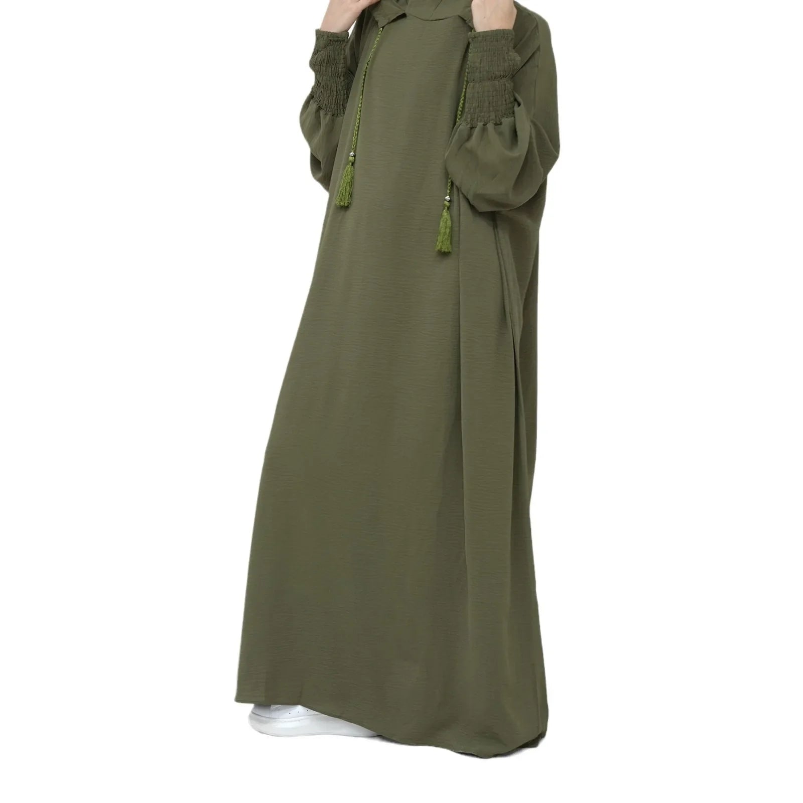 2024 Clothes for Muslim Women Fashion Summer Autumn Muslim Long Sleeve Solid Color Long Abaya Hijab Dress Kaftan Abaya Dubai