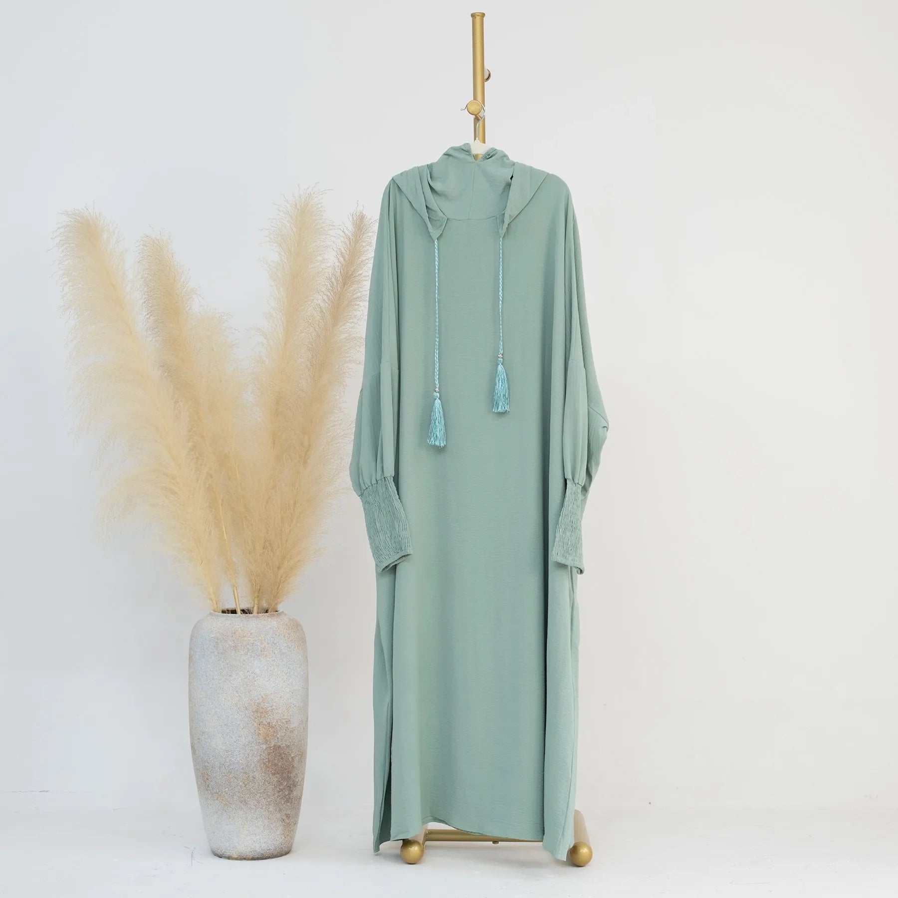 2024 Clothes for Muslim Women Fashion Summer Autumn Muslim Long Sleeve Solid Color Long Abaya Hijab Dress Kaftan Abaya Dubai