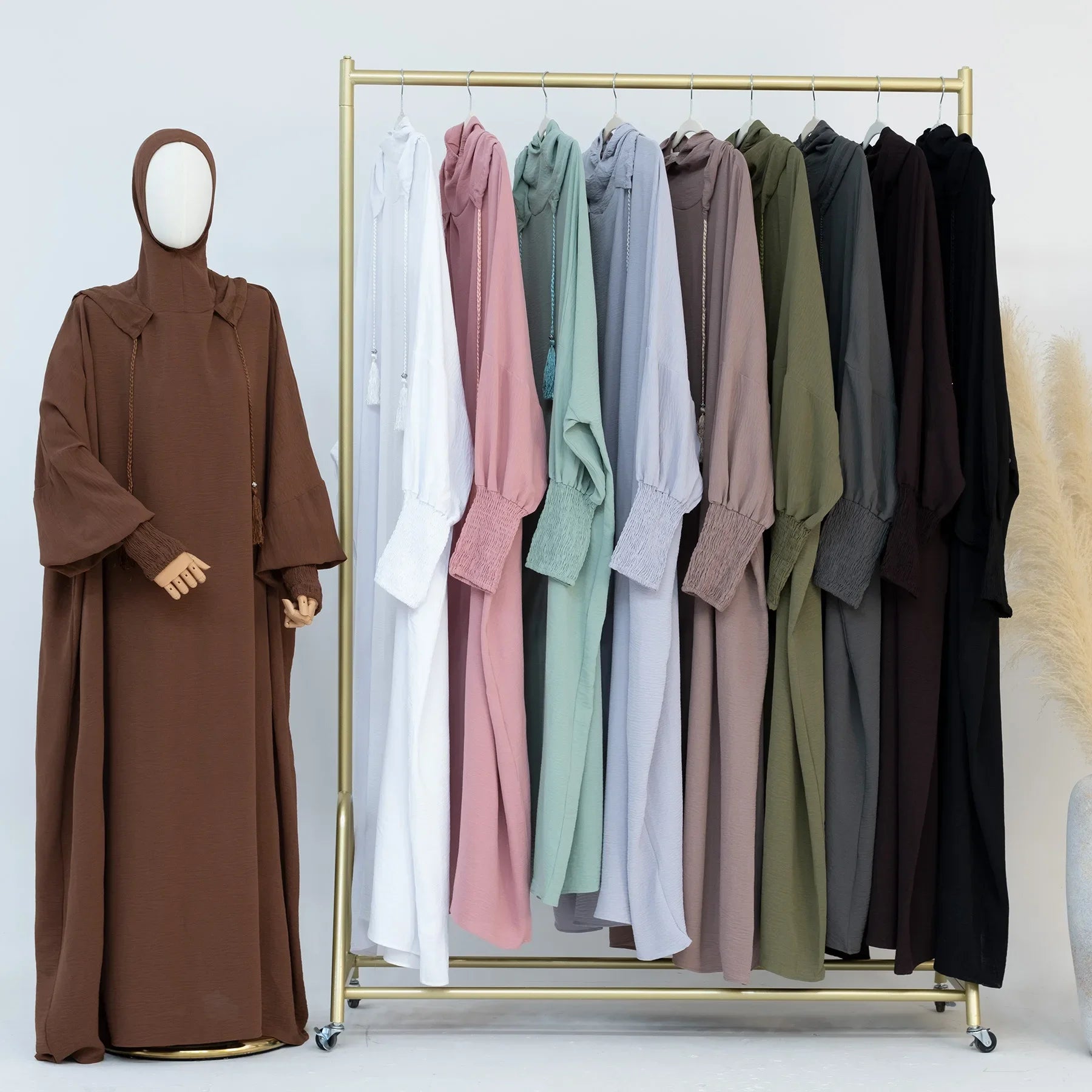 2024 Clothes for Muslim Women Fashion Summer Autumn Muslim Long Sleeve Solid Color Long Abaya Hijab Dress Kaftan Abaya Dubai