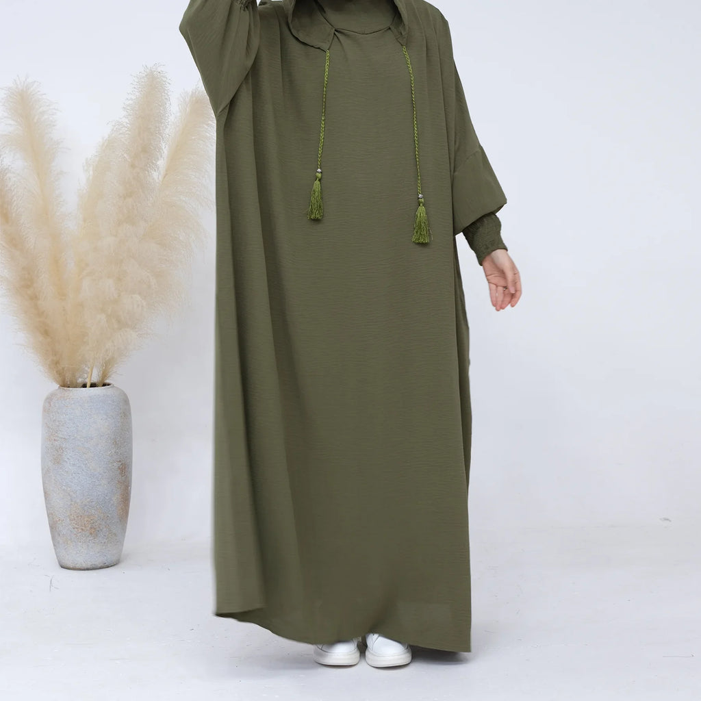 2024 Clothes for Muslim Women Fashion Summer Autumn Muslim Long Sleeve Solid Color Long Abaya Hijab Dress Kaftan Abaya Dubai